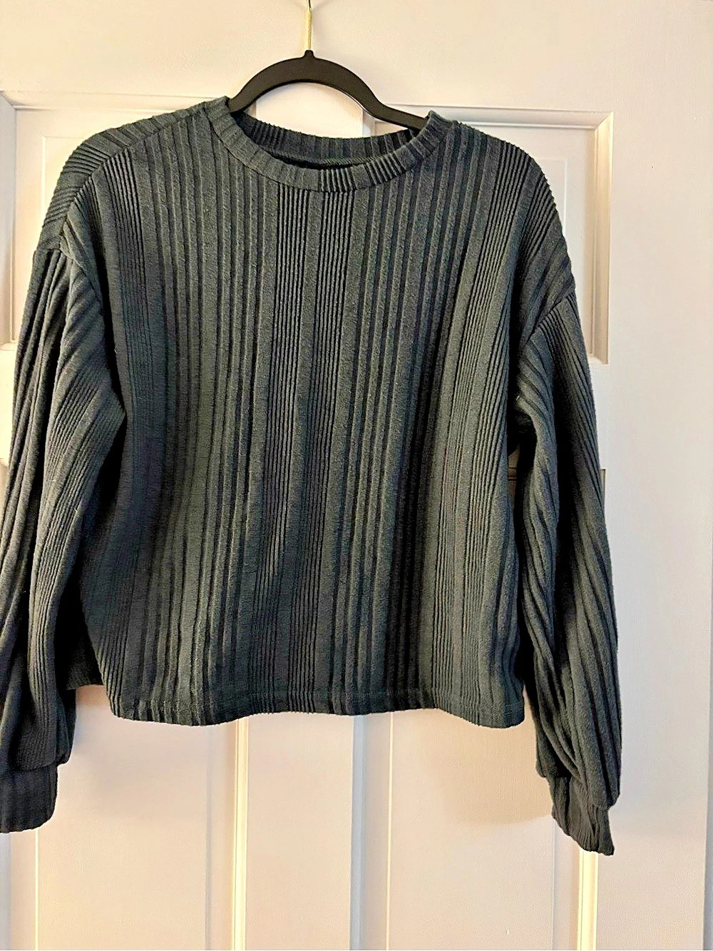 SHEIN Ribbed Crewneck Sweater in Black Size XS